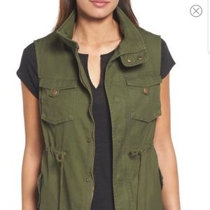 Pleione Army Green Cinch Waist Utility Vest size XS